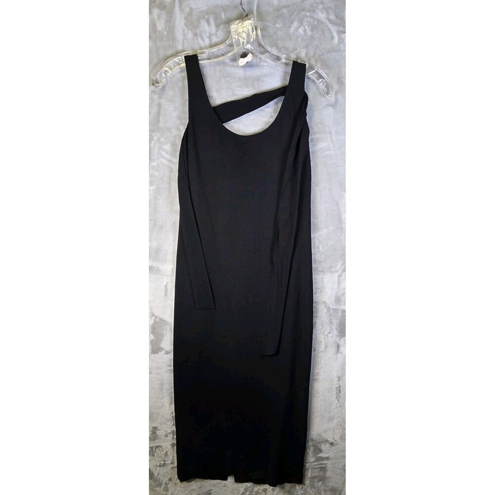 Vintage Perry Ellis Portfolio Black Sleeveless Dress Scarf 4 Evening Wear Button